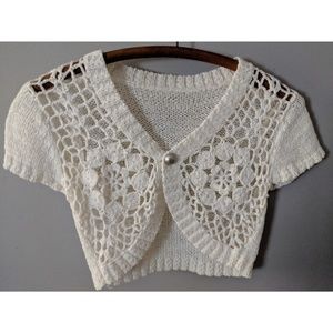Crotcheted Short Sleeve Cardigan